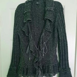 Frizzy grey and white sweatshirt with buttons